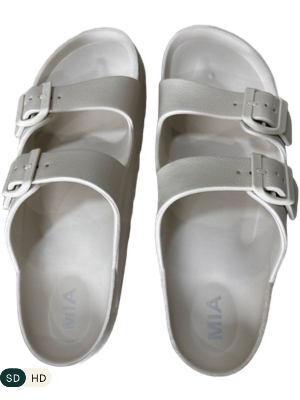 MIA Double Buckle Slide Sandals, Seashell/Off-White, Size 10 - Picture 2 of 3